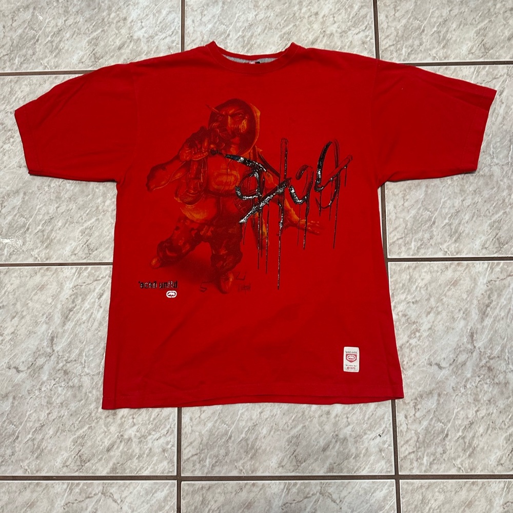Red Vintage Y2K Spray Paint Ecko T-shirt Size Large Mens